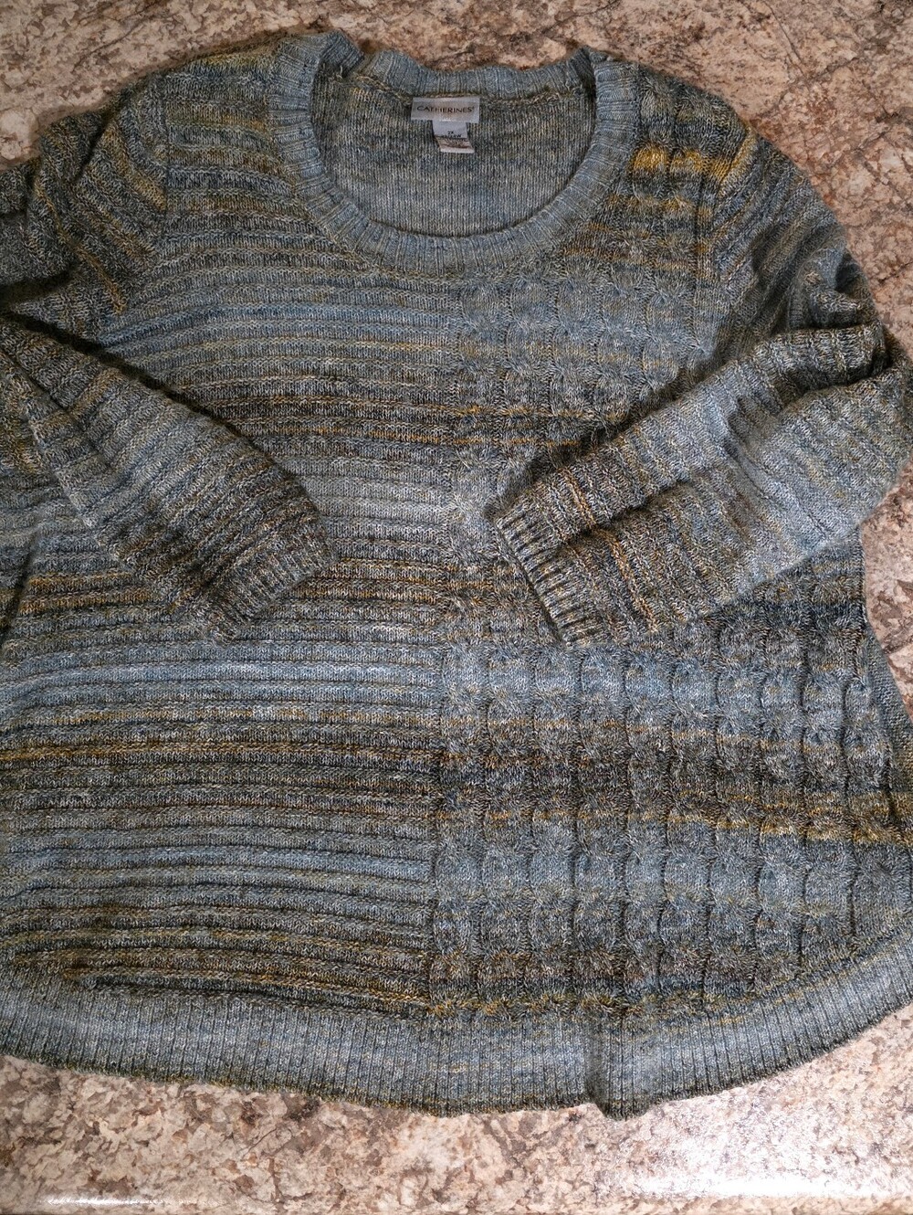Catherines Gray and Olive Marled Crewneck Sweater Size 22/24